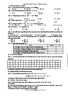 Đề ôn tập Toán 7 học kỳ II